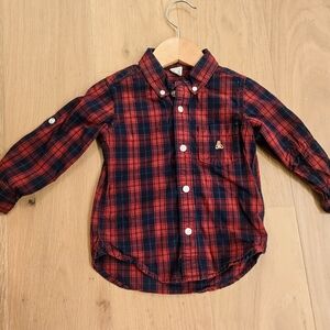 GAP Kids Red and Black Plaid Button Down Shirt 2T no flaws